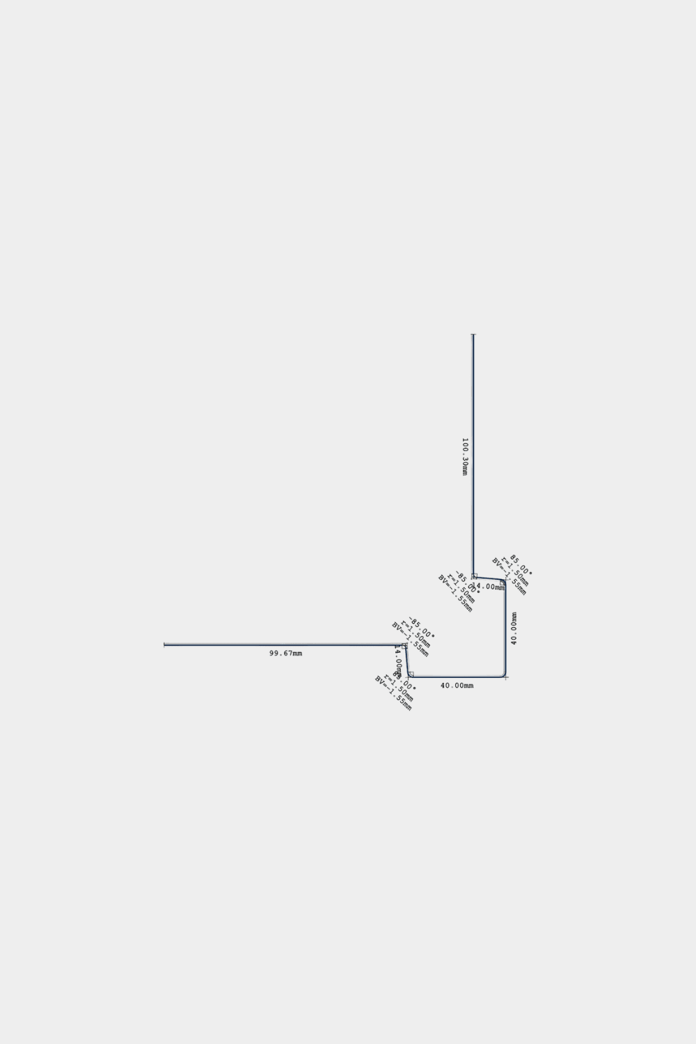 Schéma technique du coin extérieur WoodUpp Aluwood 240 cm, détaillant les angles et longueurs en mm pour les coins de panneaux de façade extérieurs avec profilé d’angle extérieur en aluminium.